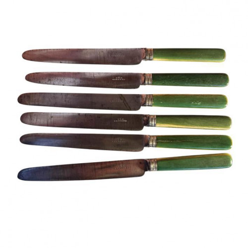 Early Victorian green bone handled knives