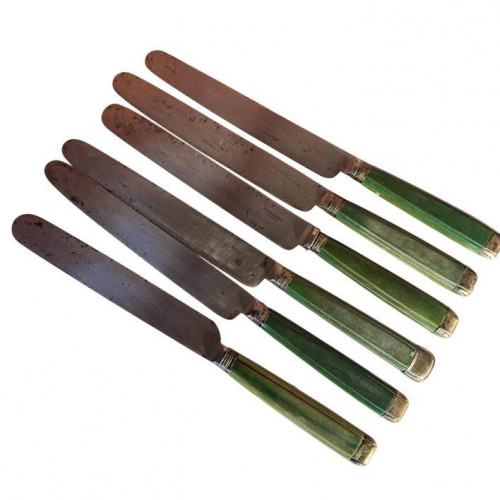 Early 19th century green bone handled knives