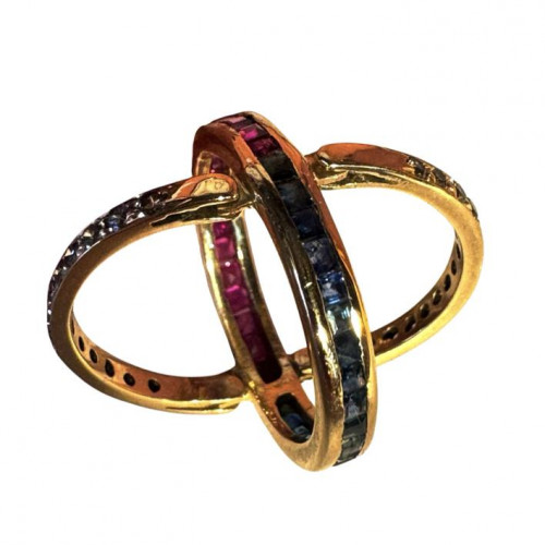 1930s 18ct gold night and day ring set