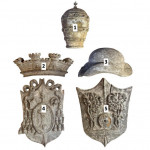 French chateau carved wooden armourial
