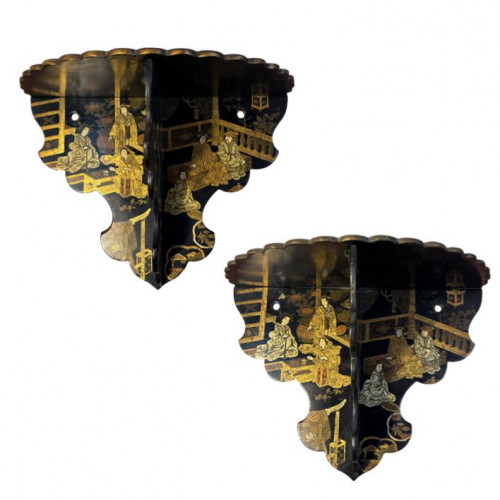 Pair of Japanned wall brackets