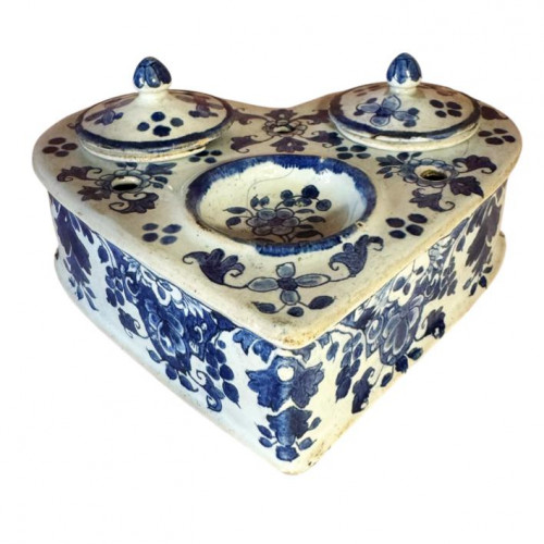 La Rochelle tin glazed faince inkwell