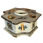 Rouen tin glazed faience inkwell