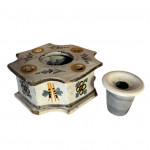 Rouen tin glazed faience inkwell