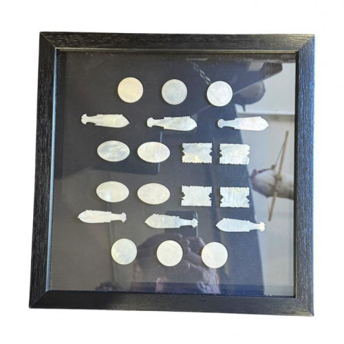Framed mother of pearl gaming counters