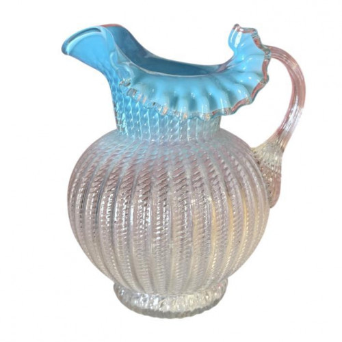 Victorian opalescent swirl glass jug