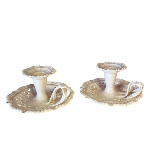 Pair of creamware chamber sticks