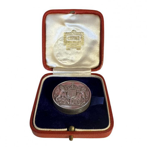Silver coronation courtier's pill box