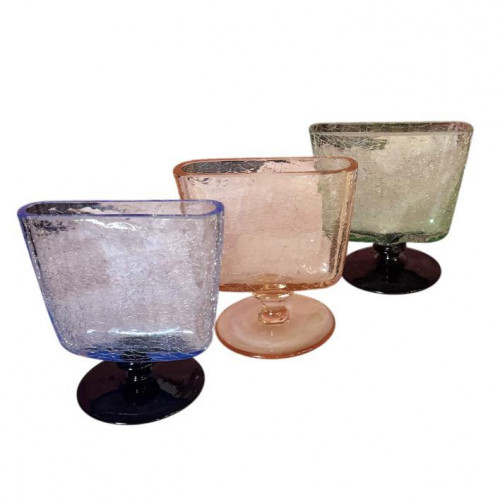 Three crackle glass cocktail stick vases