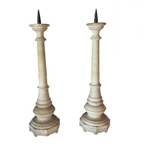 Pair of marble candlesticks