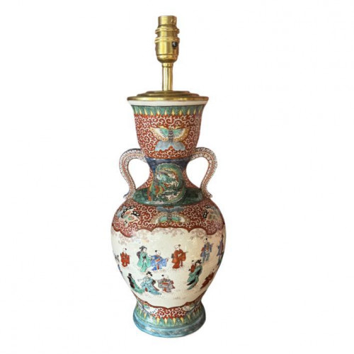Japanese Kutani porcelain vase lamp