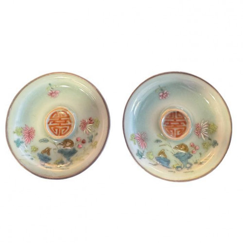 Pair of Qing Chinese saucers