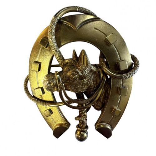 Silver gilt equine brooch