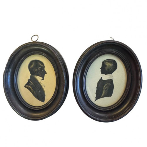Pair of early 19th century silhouette portraits