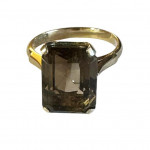 1940s 9ct Yellow Gold Emerald-Cut Smoky Quartz Cocktail Ring
