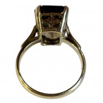 1940s 9ct Yellow Gold Emerald-Cut Smoky Quartz Cocktail Ring