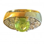 Retro 18ct Yellow Gold Peridot & Diamond Ring