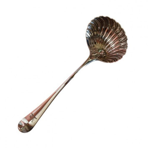 George III Old Sheffield Plate Serving Spoon with Heraldic Crest, Circa 1800