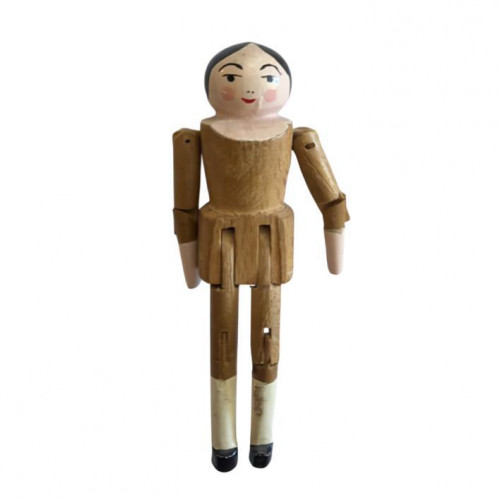 Attributed to Eric Horn Painted Articulated Wooden Peg Doll, circa 1975