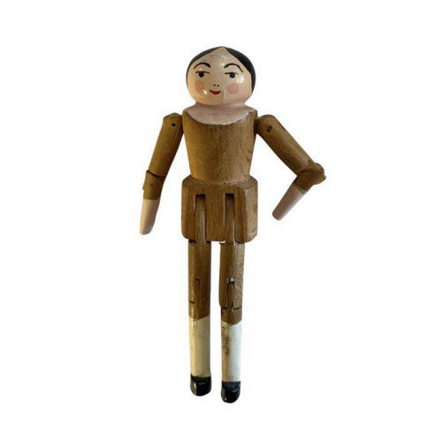 Attributed to Eric Horn Miniature Painted Wooden Penny Peg Doll, circa 1975