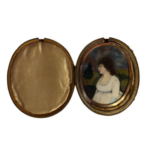 George III Portrait Miniature of a Lady in Pinchbeck Case, Circa 1790