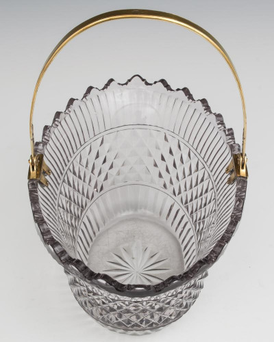 A HIGHLY UNUSUAL AUSTRIAN ORMOLU MOUNTED CUT GLASS BASKET