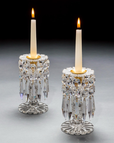 A PAIR OF CUT GLASS REGENCY LUSTRES