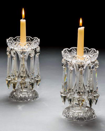 A PAIR OF CUT GLASS VICTORIAN LUSTRES