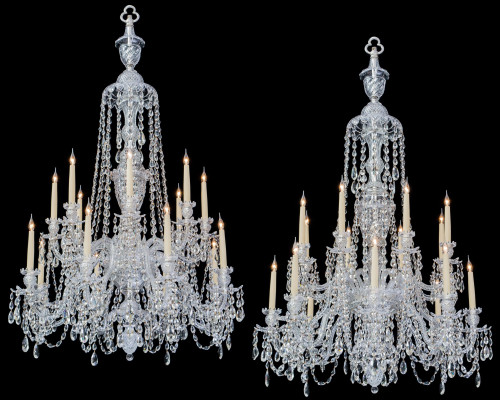 A PAIR OF GEORGE III STYLE CHANDELIERS BY F&C OSLER