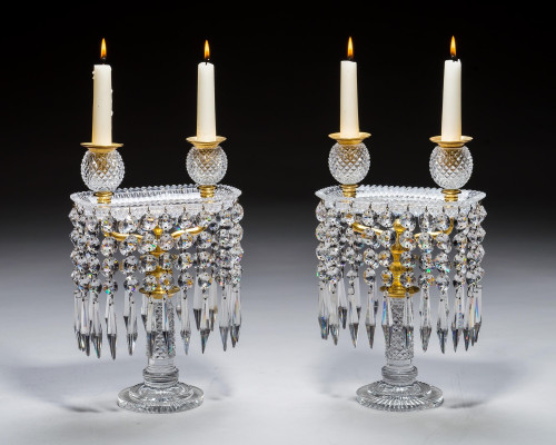 A PAIR OF DIAMOND CUT REGENCY TRAY LIGHTS