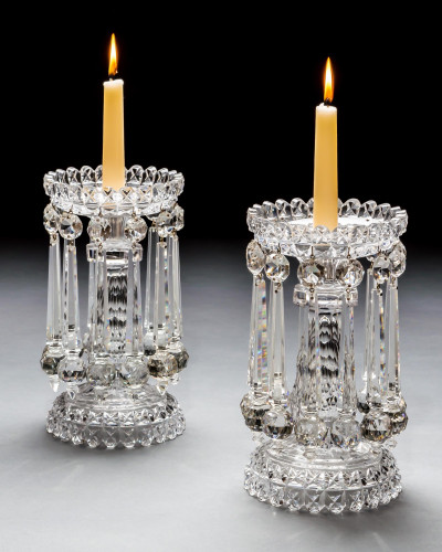 A PAIR OF HEAVILY CUT VICTORIAN LUSTRES