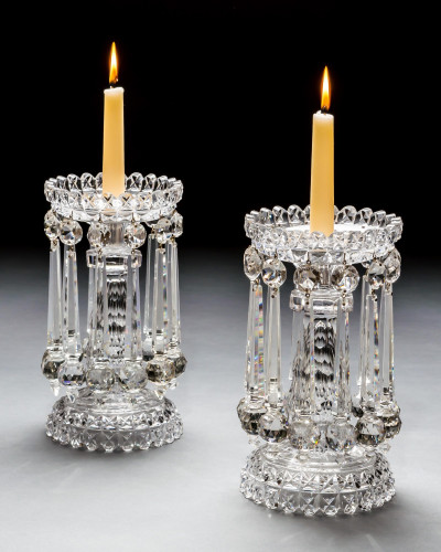 A PAIR OF HEAVILY CUT VICTORIAN LUSTRES
