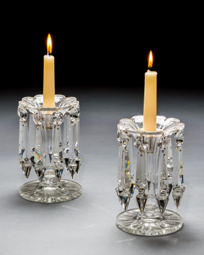 A PAIR OF SCALLOPED VICTORIAN LUSTRES