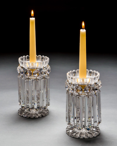 A PAIR OF RICHLY CUT REGENCY LUSTRES BY JOHN BLADES