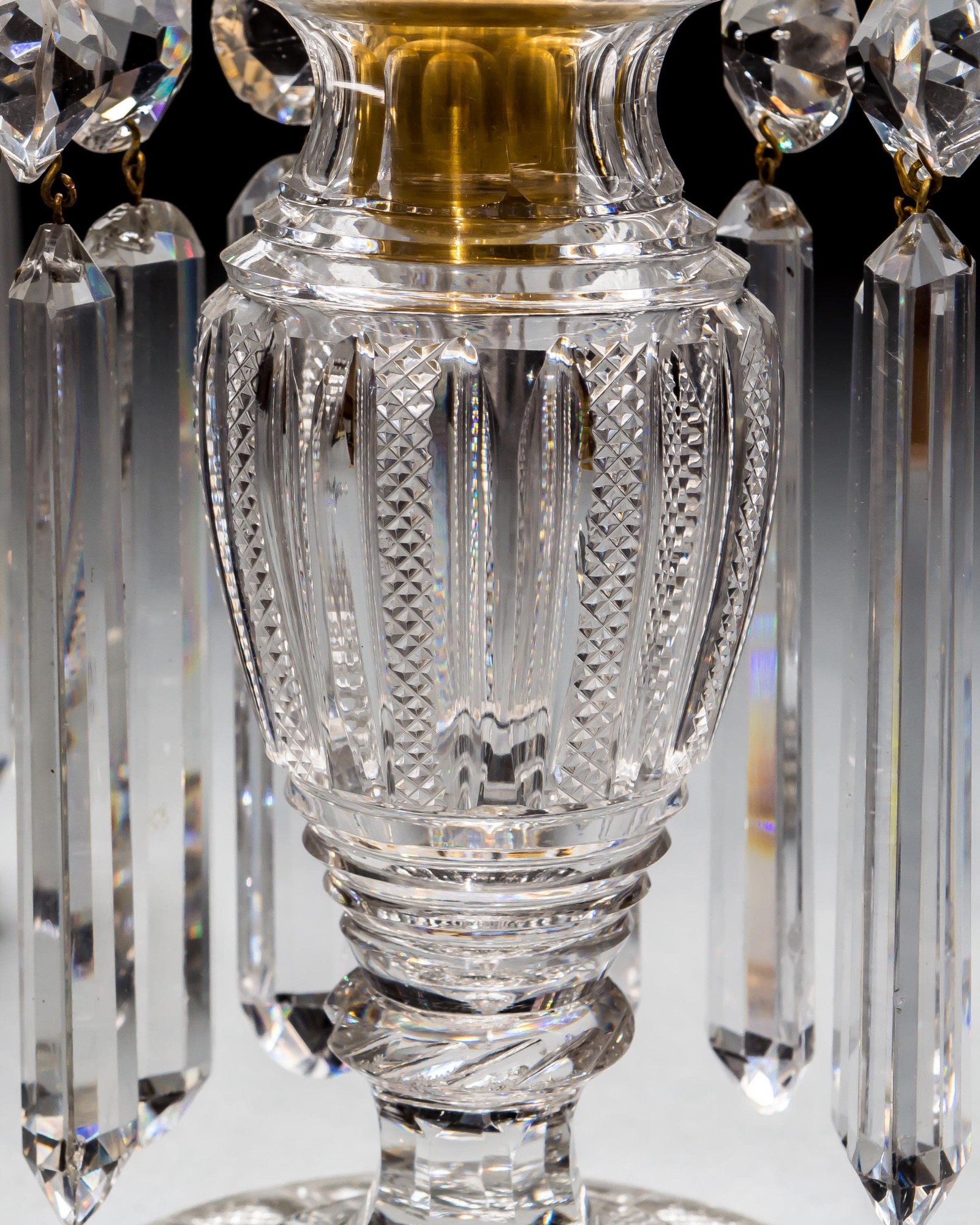 A PAIR OF RICHLY CUT REGENCY LUSTRES BY JOHN BLADES