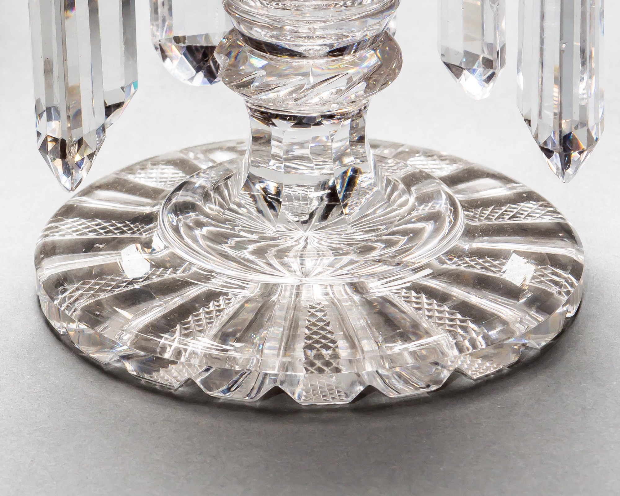 A PAIR OF RICHLY CUT REGENCY LUSTRES BY JOHN BLADES