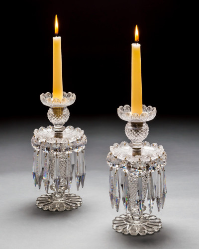 A PAIR OF FINELY CUT REGENCY LUSTRES
