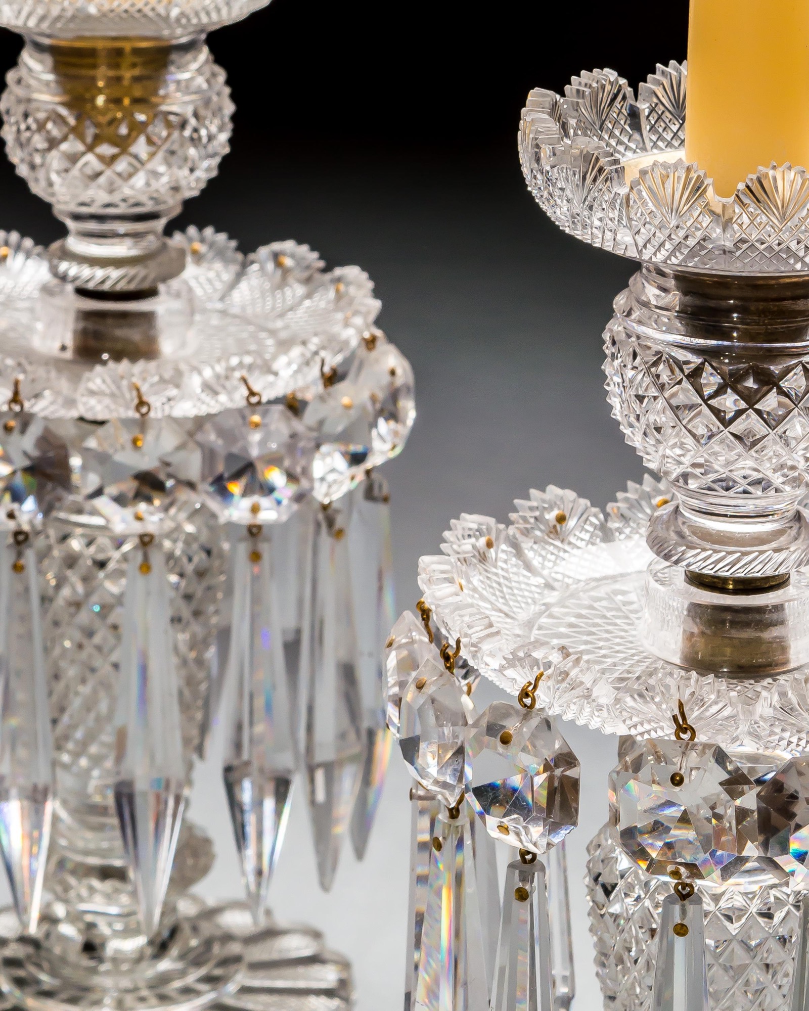 A PAIR OF FINELY CUT REGENCY LUSTRES