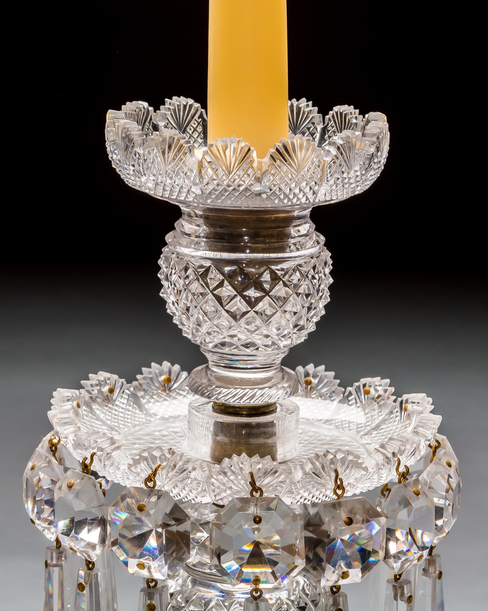 A PAIR OF FINELY CUT REGENCY LUSTRES