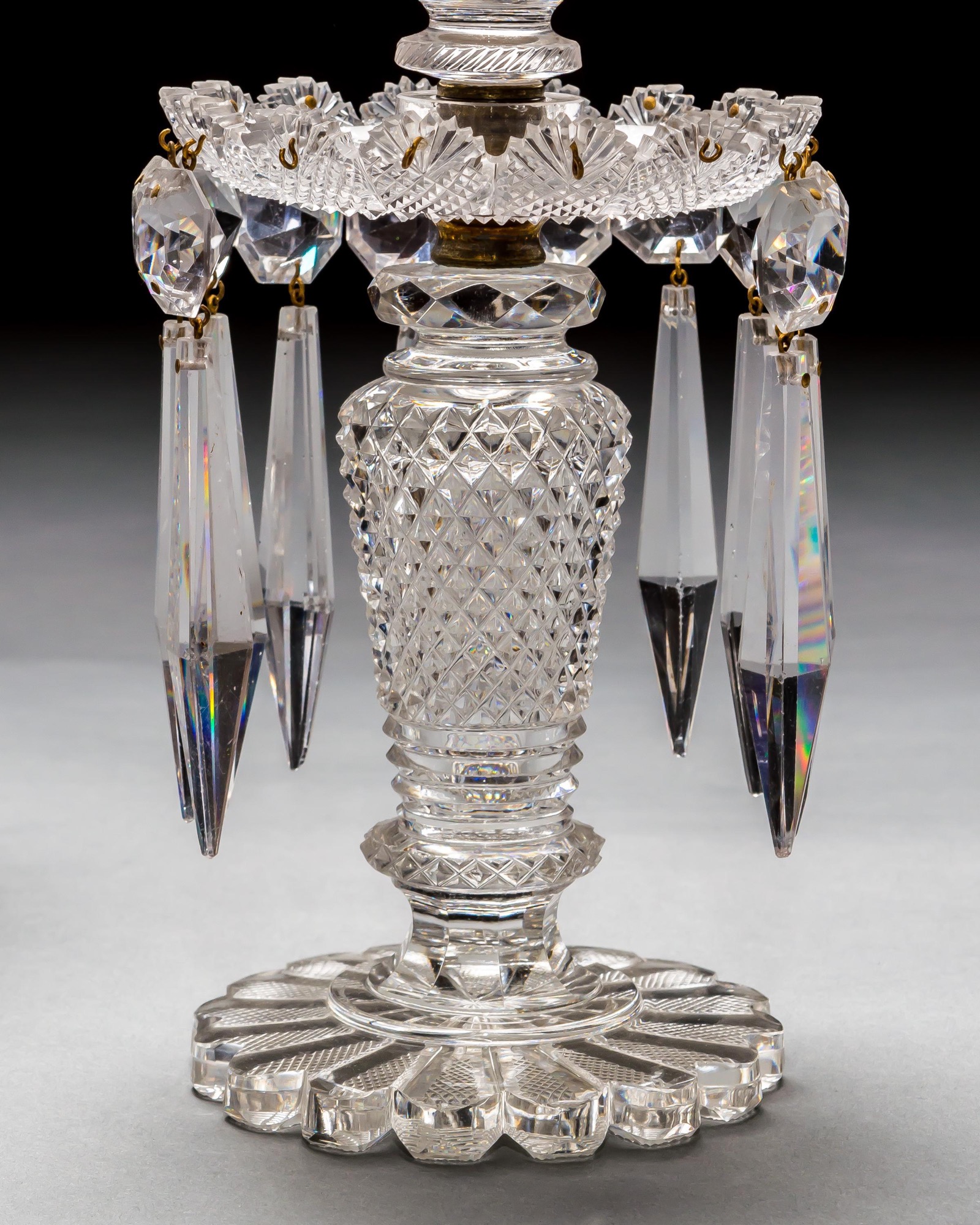 A PAIR OF FINELY CUT REGENCY LUSTRES