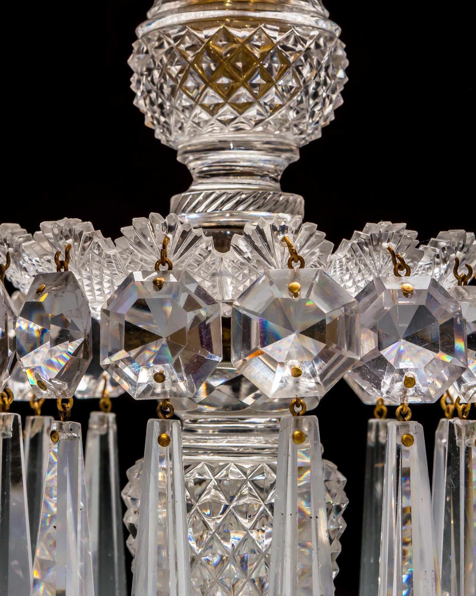 A PAIR OF FINELY CUT REGENCY LUSTRES