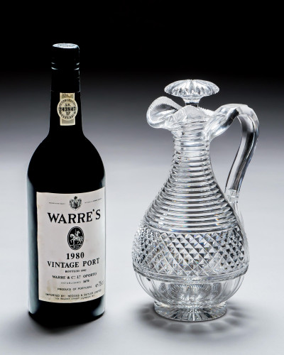 A DIAMOND & STEP CUT REGENCY CLARET JUG