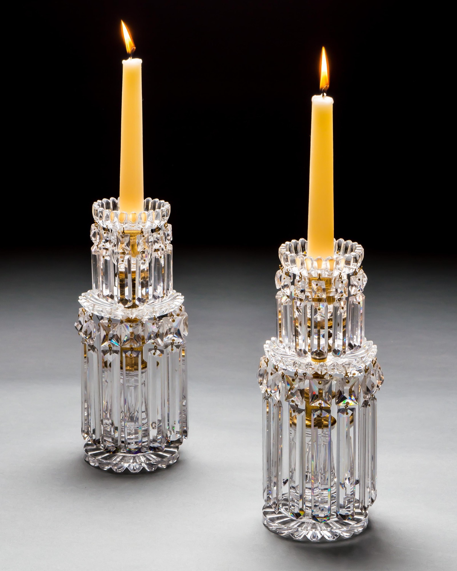 A PAIR OF DOUBLE TIER CANDLESTICKS ATTRIBUTED TO JOHN BLADES