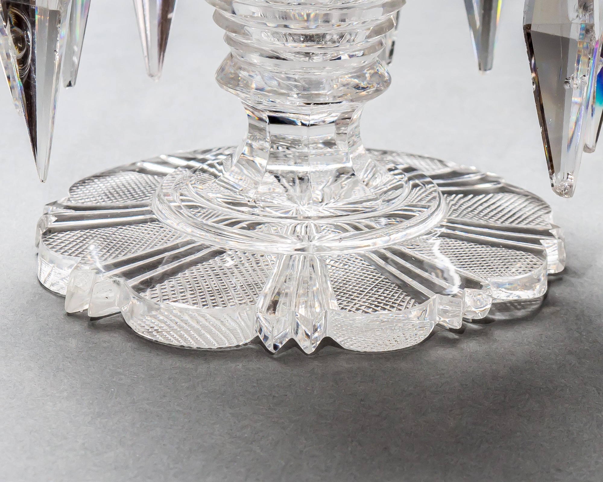 A PAIR OF REGENCY DOUBLE TIER LUSTRES