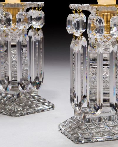 A PAIR OF UNUSUAL RECTANGULAR BASE LUSTRES