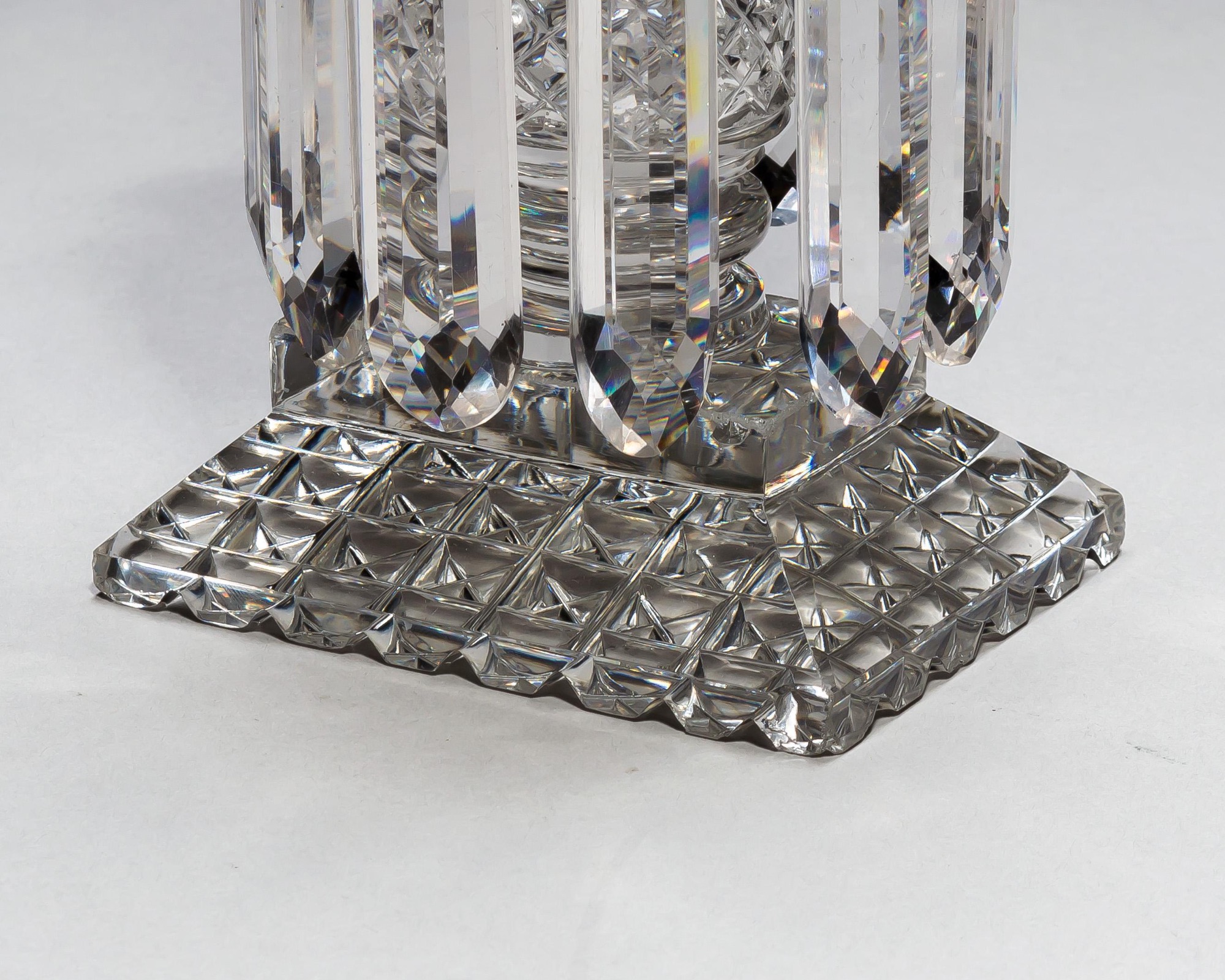 A PAIR OF UNUSUAL RECTANGULAR BASE LUSTRES