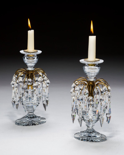 AN ELEGANT PAIR OF REGENCY OVAL LUSTRES