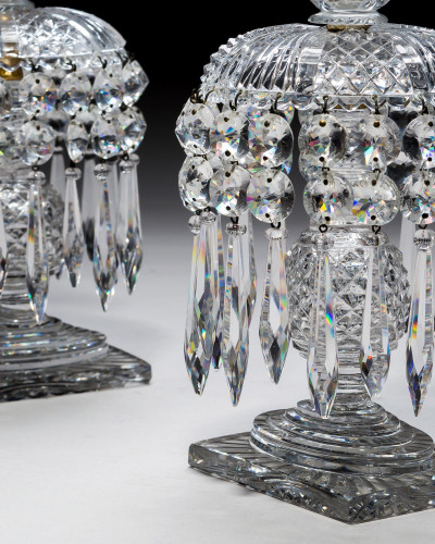 A PAIR OF RECTANGULAR BASE REGENCY LUSTRES