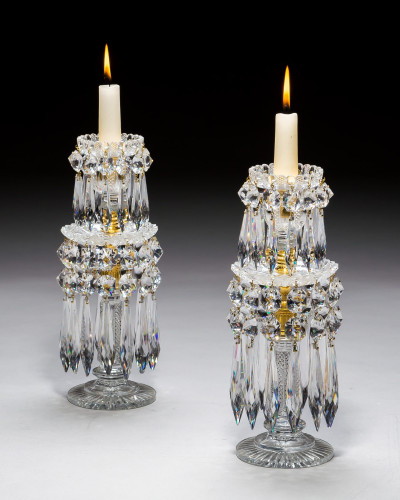 A FINE PAIR OF ORMOLU MOUNTED REGENCY LUSTRES