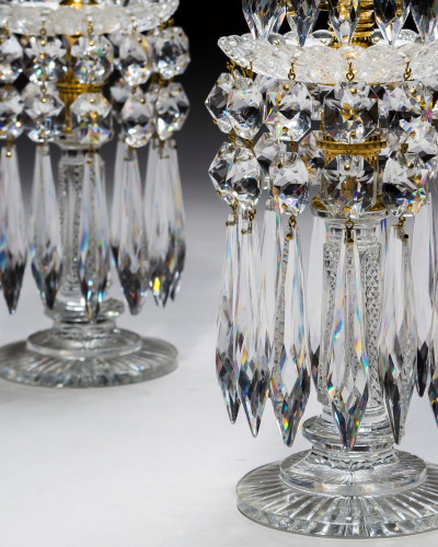 A FINE PAIR OF ORMOLU MOUNTED REGENCY LUSTRES